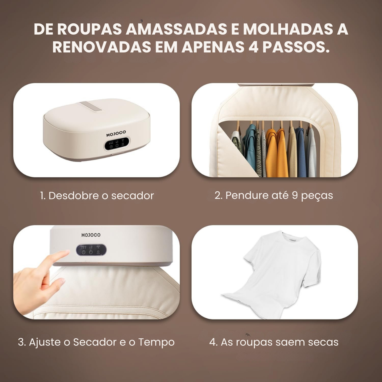 (PROMO INVERNO) Secador de Roupas Portátil – Compacto, Silencioso e Rápido