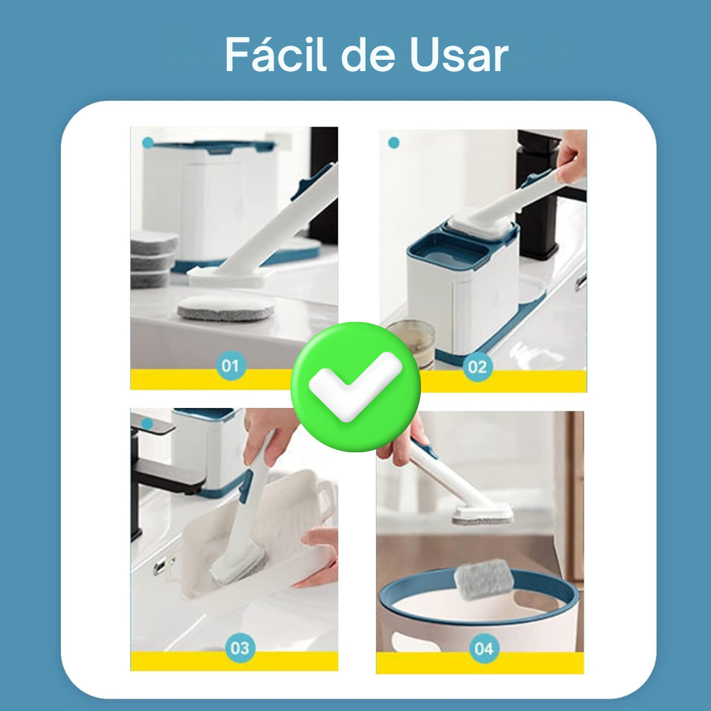 AmazeBrush Kit - Escova Dispenser de Detergente (+ 20 Esponjas de Brinde)