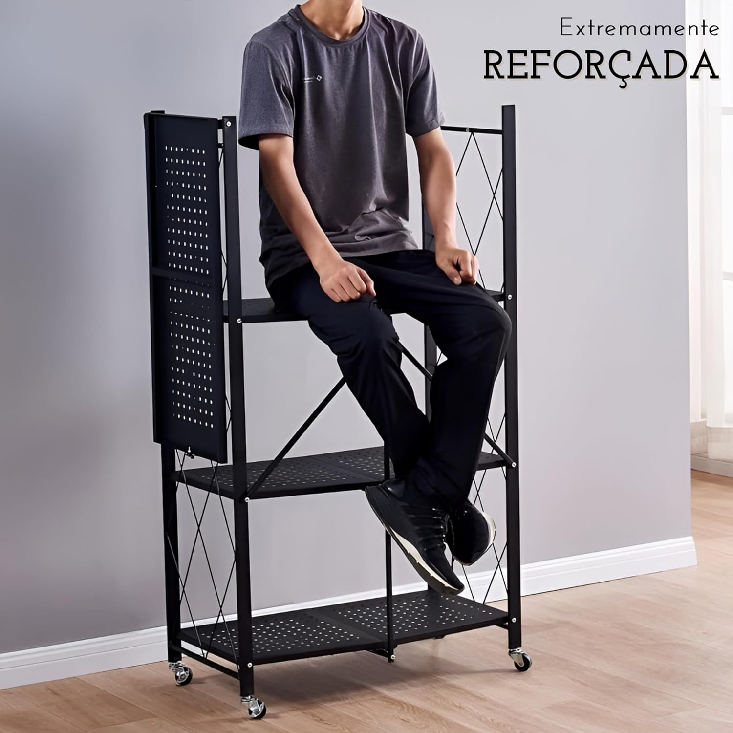 (Oferta Especial) Prateleira Dobrável 5 em 1 com Rodinhas + Brinde Grátis
