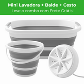Kit Compact Wash™ Lavanderia Portátil + Balde + Cesto Dobrável – Estoque Limitado!