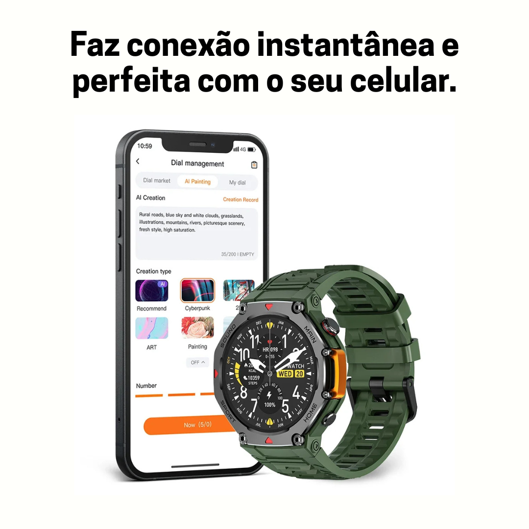 M-Rex4 (Últra Resistente) - SmartWatch Inteligente a Prova d'água e Tecnologia Militar