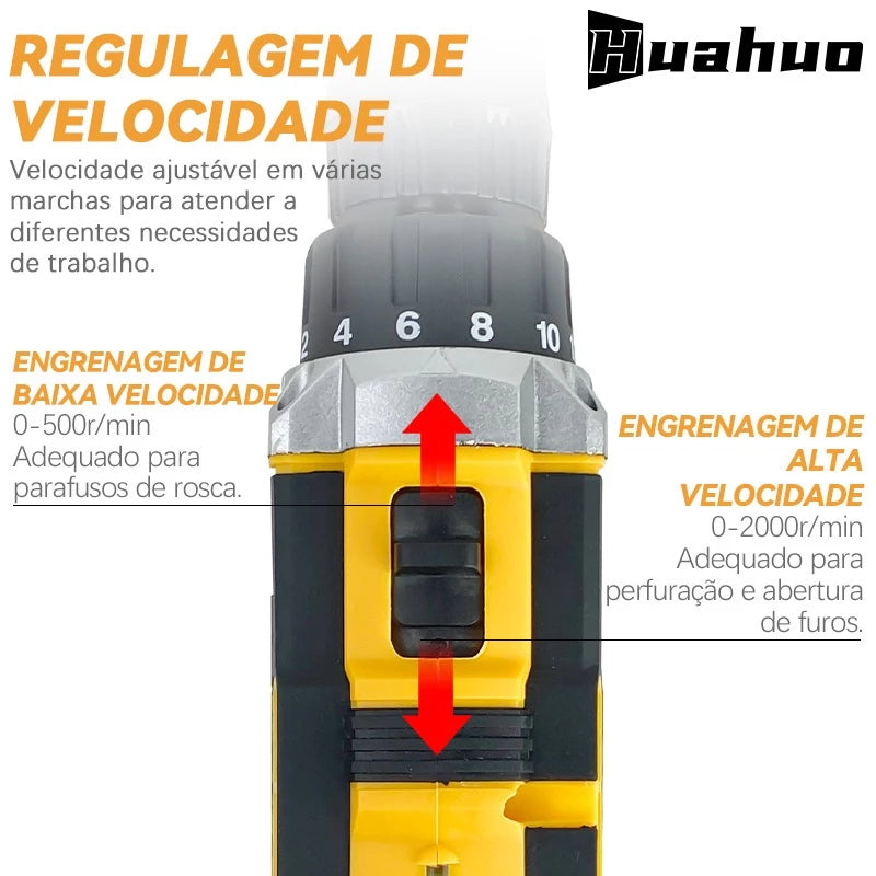(MÊS DOS PAIS) Parafusadeira e Furadeira Premium 26V + 2 Bateria de Brinde