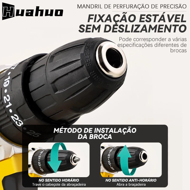 (MÊS DOS PAIS) Parafusadeira e Furadeira Premium 26V + 2 Bateria de Brinde