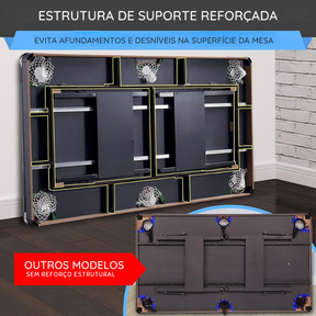 (ESTOQUE LIMITADO) Mesa de Bilhar Dobrável em MDF Reforçado - Suporta até 100kg + Kit Completo de Brinde