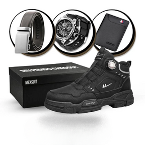 [Oferta de Mês dos Pais] Kit Bota Militar Warrior Masculina de Couro Legitimo + 3 BRINDES: Cinto, Relógio e Carteira