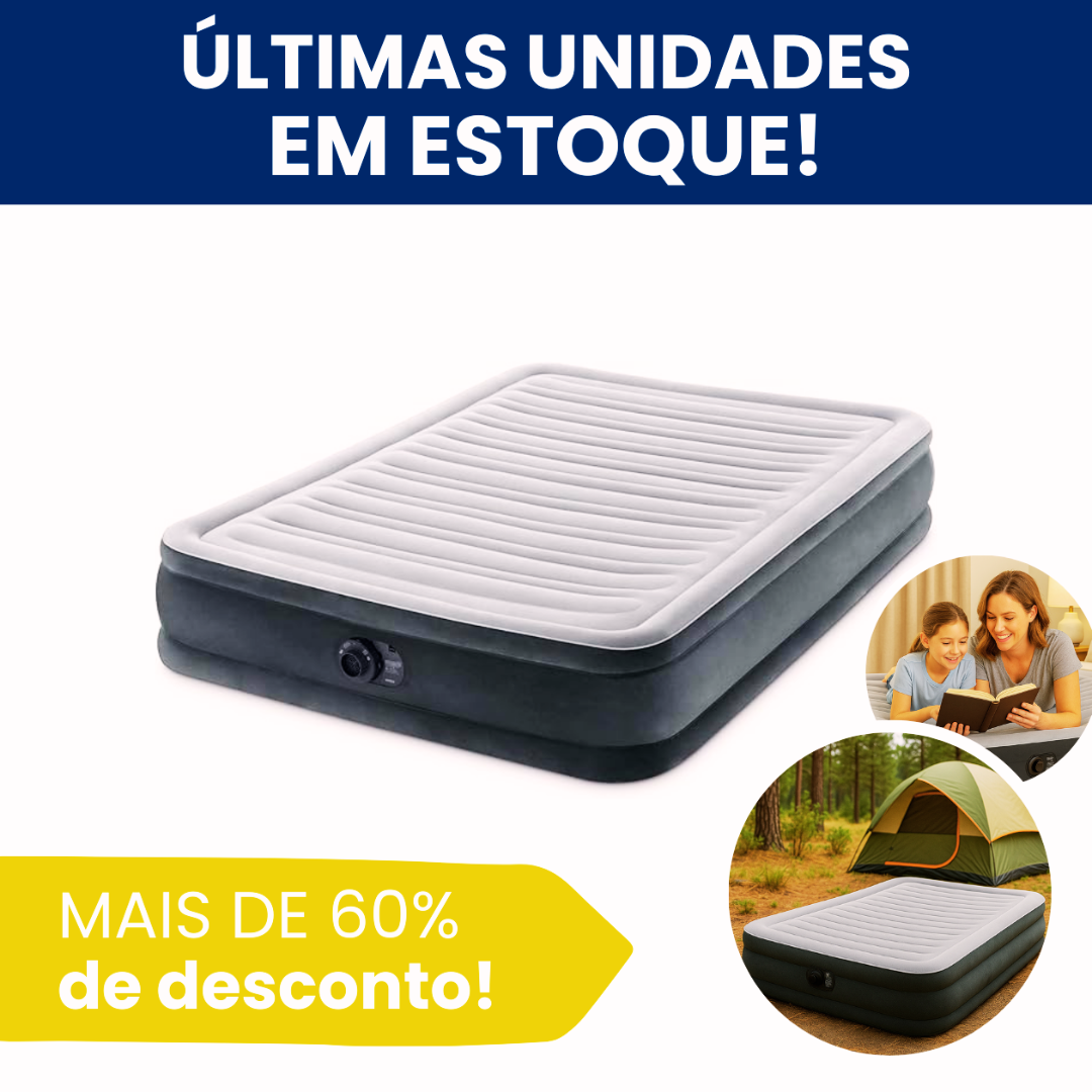 [Últimas Unidades] Colchão Inflável Casal com Bomba Elétrica Interna – Suporta 280kg com Conforto DuraBeam®