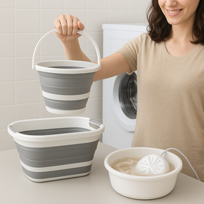 Kit Compact Wash™ Lavanderia Portátil + Balde + Cesto Dobrável – Estoque Limitado!