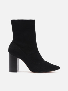 Skinny Boot Preta Knit Salto Bloco Helena