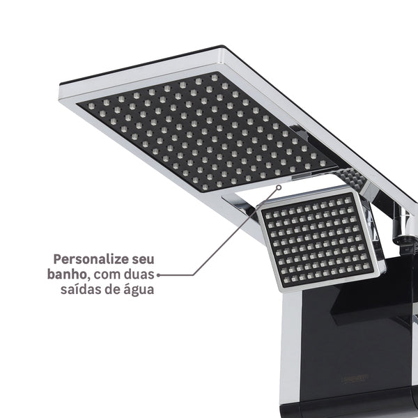 (SOMENTE HOJE) Chuveiro Elétrico De Parede Lorenzetti Acqua Ultra Duo Flex Preto Cromado 6800w 127/220v