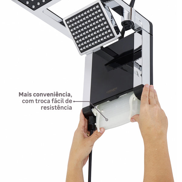 (SOMENTE HOJE) Chuveiro Elétrico De Parede Lorenzetti Acqua Ultra Duo Flex Preto Cromado 6800w 127/220v