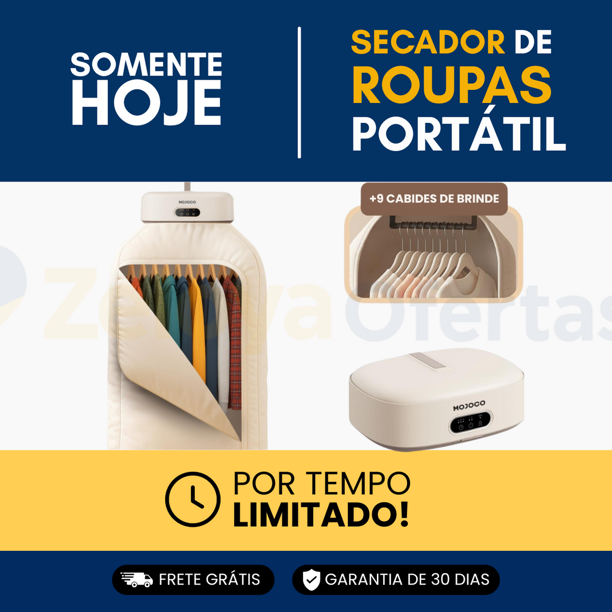(PROMO INVERNO) Secador de Roupas Portátil – Compacto, Silencioso e Rápido