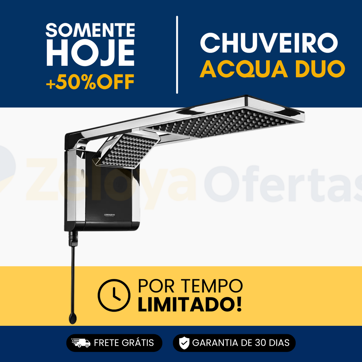 (SOMENTE HOJE) Chuveiro Elétrico De Parede Lorenzetti Acqua Ultra Duo Flex Preto Cromado 6800w 127/220v