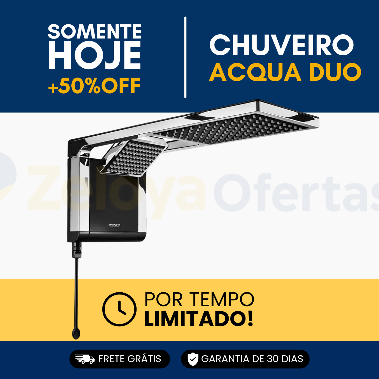 (SOMENTE HOJE) Chuveiro Elétrico De Parede Lorenzetti Acqua Ultra Duo Flex Preto Cromado 6800w 127/220v